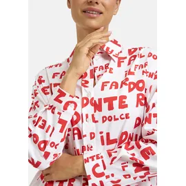 Milano Italy Langarmbluse mit All Over Print Weiß 44