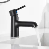 Auralum schwarze Badarmaturen, Höhe 134 mm, Einhebel-Wasserhahn Bad, Mischbatterie für Warm- und Kaltwasser, Waschtischarmatur für Badezimmer