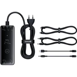 Baseus GaN 3x USB-C USB DC, 240W Smart-Desktop-Schnellladegerät – Schwarz