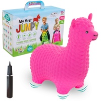 GERARDO'S Toys Hüpftier Alpaka Rosa - Hüpftiere ab 1 Jahr und ab 2 Jahre - Aufblasbare Tiere Spielzeug Draussen oder Drinnen für Kleinkinder ab 12 Monaten