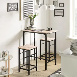 SoBuy Bartisch-Set mit 2 Hockern 80 x 50 x 87 cm Holzfarbe