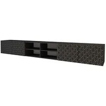 altdecor VIRA Lowboard 300 cm Schwarz Holz/MDF/Holzwerkstoff