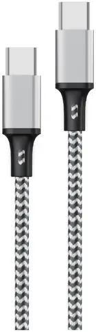 Neues Encore Energy USB-C x2 3A Kabel QC PD 60W zum Laden und Datentransfer 300 cm geflochten schwarz-weiß EE118-CC