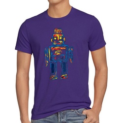 style3 Print-Shirt Herren T-Shirt Sheldon Toy Robot big bang cooper tbbt Roboter spielzeug Leonard lila XL