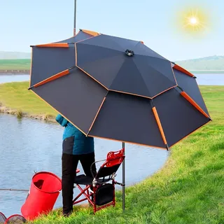 Refue Sonnenschirm Große für Strand Outdoor Urlaub Camping Angler, Beschattung Sonnenschutz Gartenschirm mit Kippbare Windauslass (Size : 240CM/7.8ft)