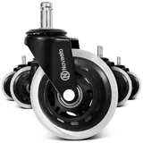 oneConcept - Bürostuhlrollen 5 Rollen 11 x 22 mm 360° drehbar austauschbar keine Kratzer