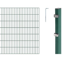 GAH ALBERTS Doppelstabmattenzaun als 28 tlg. Zaun-Komplettset | verschiedene Längen und Höhen - wahlweise in verschiedenen Farben | grün | Höhe 140 cm | Länge 26 m