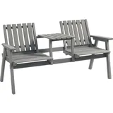 Gartenbank Mit Tisch, 2 Stühlen Und Sonnenschirm – Lounge-set Für Den Außenbereich Aus Massivem, Grauem Holz, 152 X 70 X 83 Cm