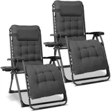 Modante Garten-Relaxsessel-Set, Schwarz, Dunkelgrau, Metall, Textil, 68x88x110 cm, klappbar, inklusive Armlehnen, Nackenkissen abnehmbar, Gartenmöbel, Gartenstühle, Liegestühle