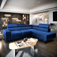 Masseno Ecksofa NOLA L-S mit Schlaffunktion L-Form, Sofa mit Bettkasten, Wohnzimmersofa, Couch, Soffa, Bettsofa, Couchgarnitur- Blau, MONOLITH 77 - Blau