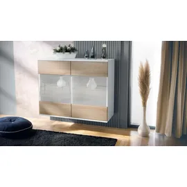 Vladon Bari 92,5 x 73,5 x 35 cm Weiß matt / Eiche sägerau