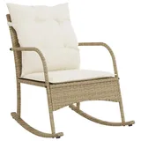 vidaXL Garten-Schaukelstuhl mit Kissen Beige Poly Rattan