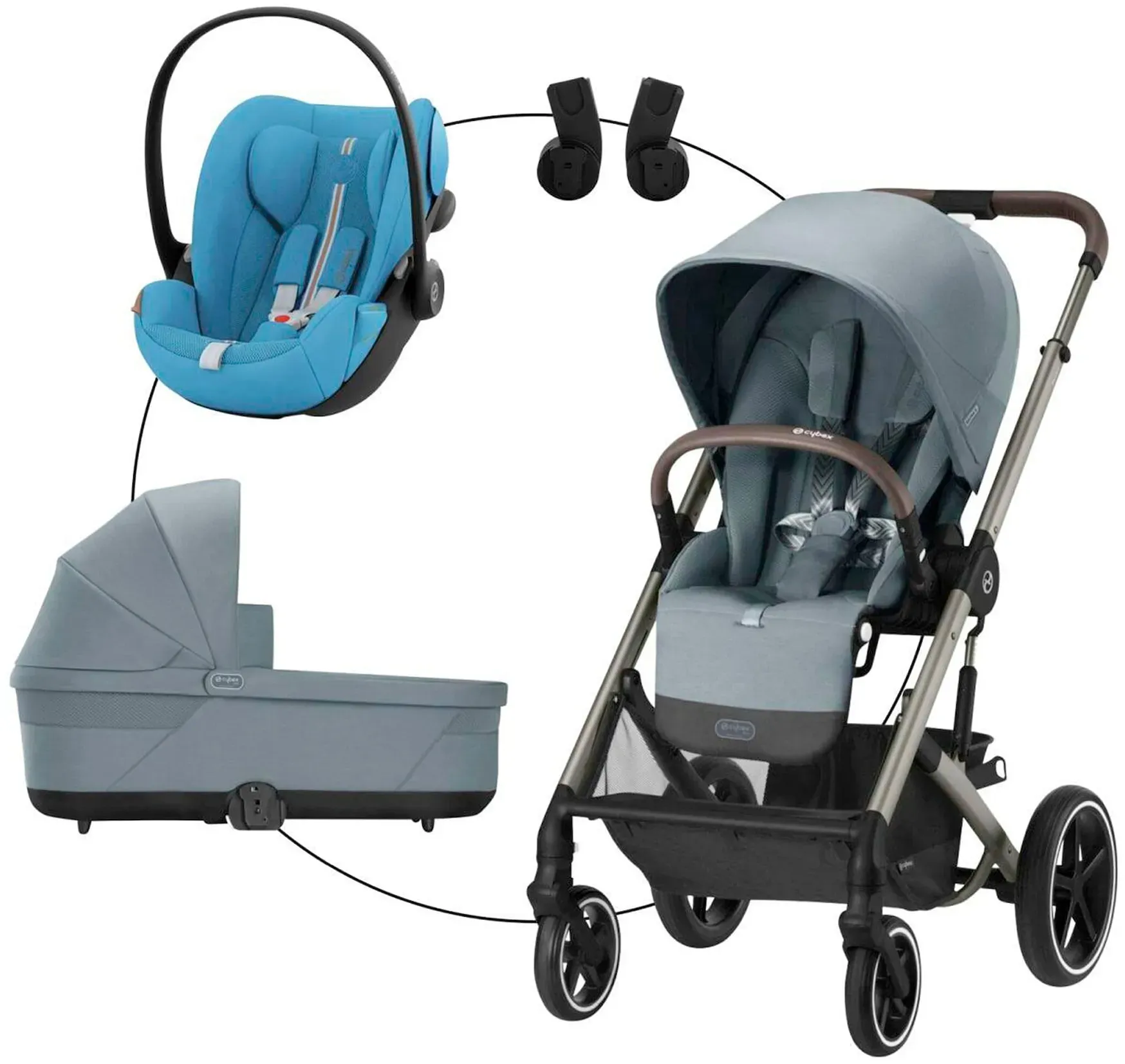 Cybex GOLD Kombikinderwagen Balios S Lux Trio-Set inkl. Babyschale Cloud G i-Size, blau