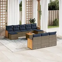 vidaXL Gartensofa-Set 11-tlg. grau