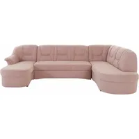 Wohnlandschaft DOMO COLLECTION "Sarafina, zeitlos und komfortabel, optional mit Federkern, U-Form", rosa (flamingo), B:295cm H:83cm T:180cm, Luxus-Microfaser (92% Polyester, 8% Nylon);Microfaser PRIMABELLE (100% Polyester);Microfaser PRIMABELLE (100% Polyester) / Struktur (90% Polyester; 10% Polyacryl), Sofas, Wohnlandschaft, wahlweise mit Bettfunktion