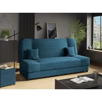 MIRJAN24 Schlafsofa Jonas Cord, mit Bettkasten und Schlaffunktion, mit zwei Kissen, Wellenfeder, 195x87x86 cm blau