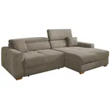 luma-home Ecksofa, Braun, Textil, Eiche, 3-Sitzer, Füllung: Polyurethan (Pur), Ottomane links, L-Form, rechts montierbar, seitenverkehrt montierbar, Ottomane rechts, links montierbar,L-Form, 277x187 cm, Wohnzimmer, Sofas & Couches, Wohnlandschaften,