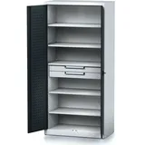 Werkstattschrank MECHANIC, 1950x920x500 mm, 5 Regalböden, 2 Schubladen, Tür Anthrazit