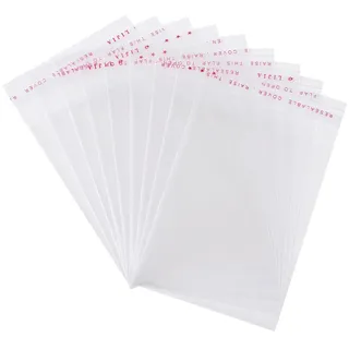 Flachbeutel Transparent Größe 5x9 cm Selbstklebende Plastiktütchen Durchsichtige Selbstschließende Zellophantüten mit Peel & Seal Verschluss (100, 5 x 9 cm)
