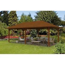SKANHOLZ Skan Holz Holz-Pavillon Orleans 2 Nussbaum lasiert 359 cm x 706 cm