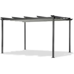 Leco Pergola 4x3 m lichtgrau mit Faltdach, Aluminiumgestell