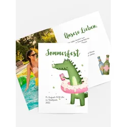 Einladung zum Sommerfest selbst gestalten mit Spruch und Fotos im Onlinedesigner bei Meine-Kartenmanufaktur.de