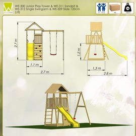 Wendi Toys Spielturm Biene mit Rutsche, Schaukel und Kletterwand (WTJ3)