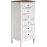 INTER-FURN Kommode 6 Schubkästen, Holz, Weiß/Braun, 50 x 110 x 42 cm