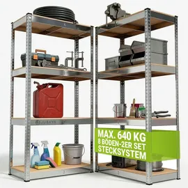 Juskys Lagerregal Easy 2er Set - Schwerlastregal 160x80x40 cm 8 Böden - Metall 80x160x40 Freizeit, Heimwerken, Werkstatt