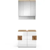 Vicco Badmöbel-Set Eden Weiß Hochglanz/Artisan-Eiche, 2 Teile,