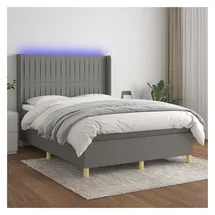vidaXL Boxspringbett 140 x 200 cm Dunkelgrau