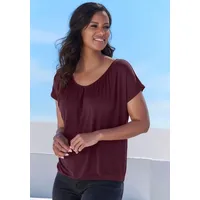 LASCANA Kurzarmshirt Damen aubergine, schwarz Gr.36/38