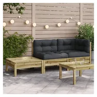 vidaXL Gartensofa mit Kissen und Fußhocker Kiefernholz Imprägniert