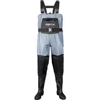 Night Cat Wathose Herren Damen Frauen Wathose mit Stiefeln wasserdichte Atmungsaktive Crosswater Blau Waders