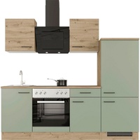 Flex-Well Küche »Cara«, mit und ohne E-Geräten erhältlich, Gesamtbreite 220 cm, grün