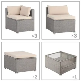 CASARIA Polyrattan XXL Lounge-Set grau/beige