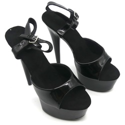 Plateau-Sandalette mit Riemchen schwarz Lack Größe 39