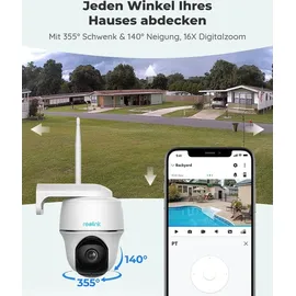 Reolink Akkukamera mit 5/2,4GHz WLAN mit Solarpanel, 2,4/5GHz WiFi, 4MP 2K, Personen-/Autoerkennung,