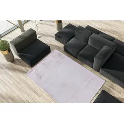 Teppich KAYOOM "Raika 125", rosa (rosa, weiß), B:80cm H:38mm L:150cm, Polyester, Teppiche, Weiche Haptik, passend für jeden Wohnraum, aktuelle Farben