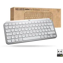 Logitech MX Keys Mini for Business Pale Gray, weiß/grau, LEDs weiß, Logi Bolt, USB/Bluetooth, US (920-010609)