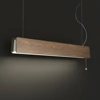 lampenwelt.de LED-Hängeleuchte Oslo, Holz, Breite 98 cm, Zugschalter