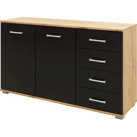 Priess Kombikommode 123 x 71 x 38 cm Schwarz