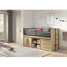 58 aufm Kessel Halbhochbett Keelia 90 x 200 cm Eiche braun