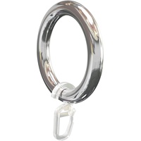 Flairdeco Gardinenringe/Ringe mit Faltenhaken, Plastik, Chrom-Glanz, 57/41 mm, 12 Stück