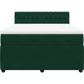 vidaXL Boxspringbett 140 x 200 cm Dunkelgrün