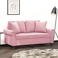 Mengtu 2-Sitzer-Sofa mit Zierkissen Sofa Couch Loungesofa Polstersofa Relaxsofa Dopplesofa Gästesofa Loveseat Sofas fürs Wohnzimmer Schlafzimmer Gästezimmer Rosa 120 cm Samt