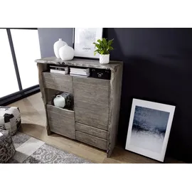 MASSIVMOEBEL24.DE Highboard 131 x 147 x 45 cm Grau