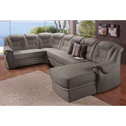 Wohnlandschaft SIT & MORE "Bellevue U-Form", grau, B:327cm H:94cm T:217cm, PRIMABELLE-Microfaser (100% Polyester), SOFTLUX-Kunstleder, NaturLEDER (echtes Rindsleder), Sofas, wahlweise mit Bettfunktion