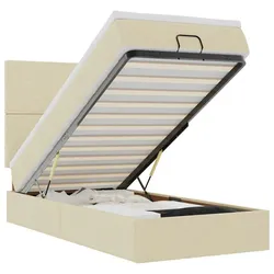 vidaXL Ottoman-Bett mit Matratze & LEDs Creme 90x200 cm Stoff