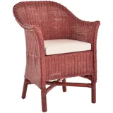 Krines Home Relaxsessel Rattansessel Esszimmersessel echtes Rattan Rattanstuhl mit Armlehnen, Mit Armlehnen rot